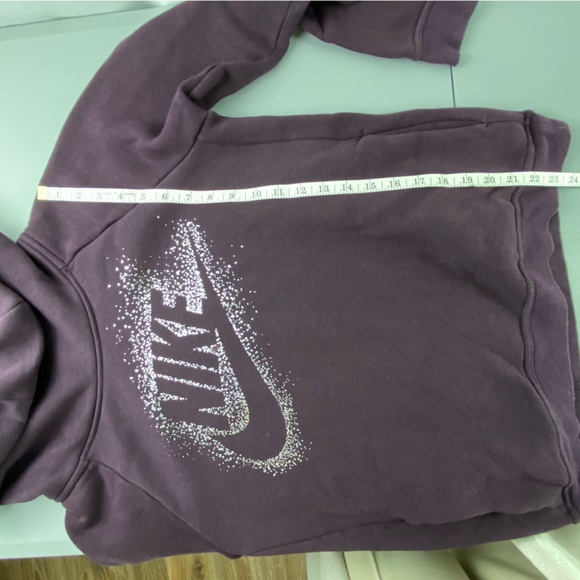 Nike Purple Plum with Silver Sparkle Logo Cowl Neck Hoodie Sz Med - Picture 10 of 14